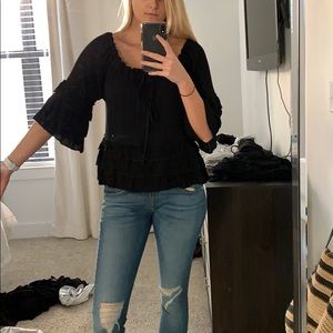 Black Ruffle Top